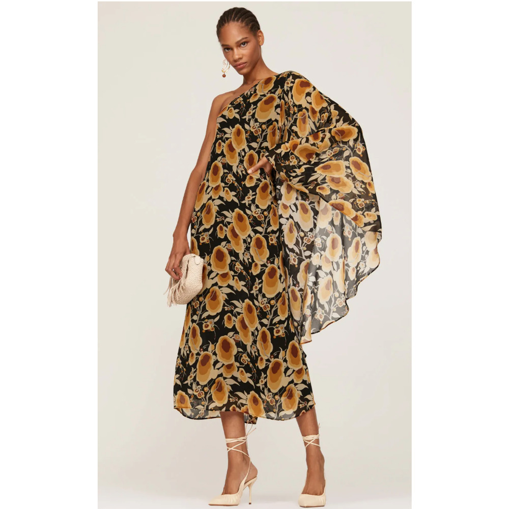 Rixo Liza Black floral chiffon Dress Size 4